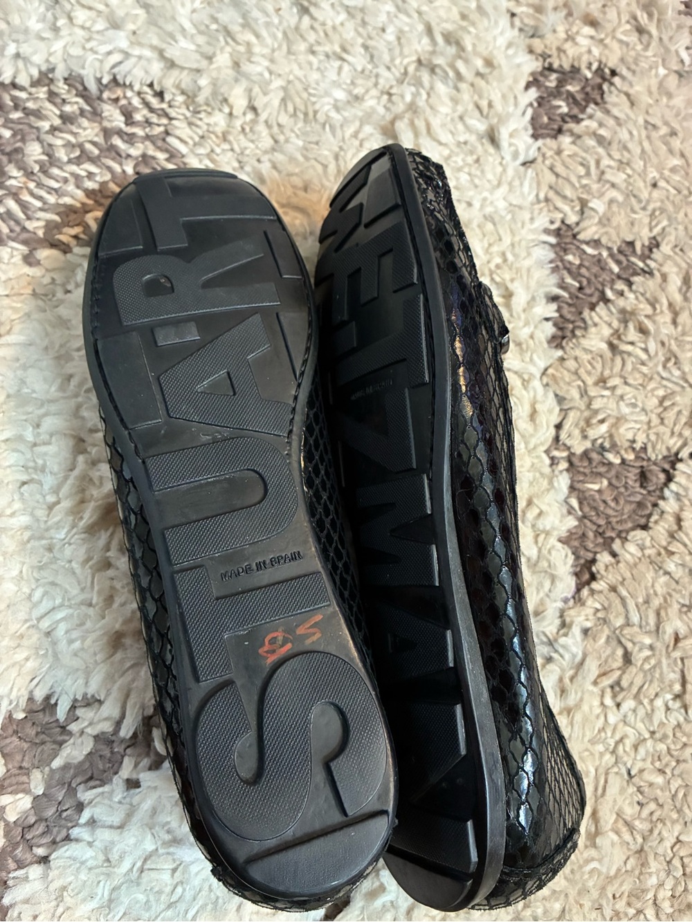 Stuart Weitzman Black Leather Slip-On Flats - Picture 4 of 10